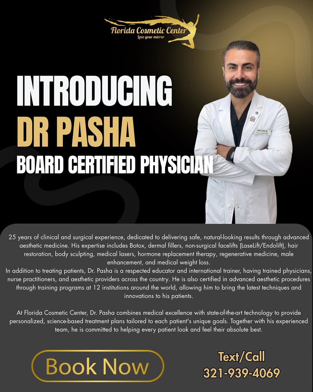 Instagram post by Dr. Arash G. Pasha: Some people don’t really need an introduction… but we’ll give him one anyway. 😉 Meet Dr. Pasha, the physician behind Florida Cosmetic Cente…