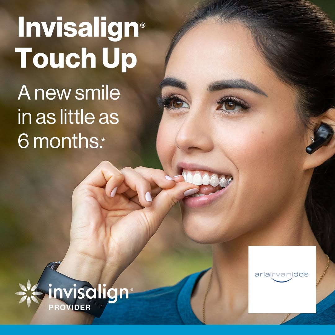 Instagram post by Dr. Aria Irvani, DDS: 🌸 Imagine enjoying your favorite foods, brushing with ease, and smiling in selfies without a second thought. Invisalign® makes all this pos…
