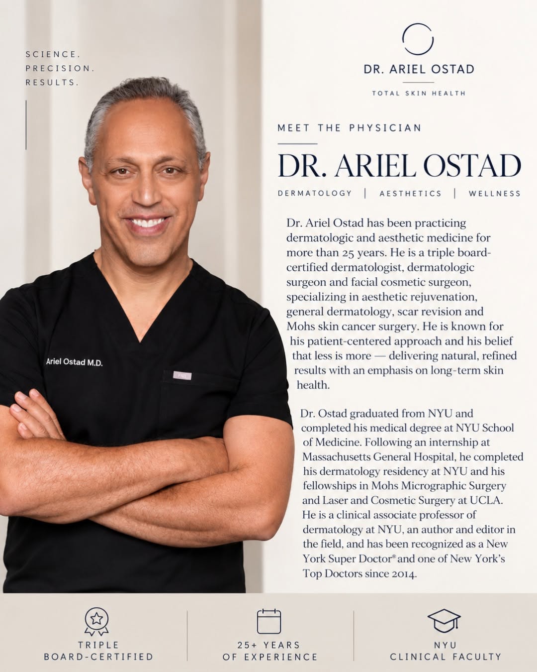 Instagram post by Dr. Ariel Ostad: Behind every result is a philosophy shaped by decades of experience. For more than 25 years, Dr. Ariel Ostad has built his practice around a…