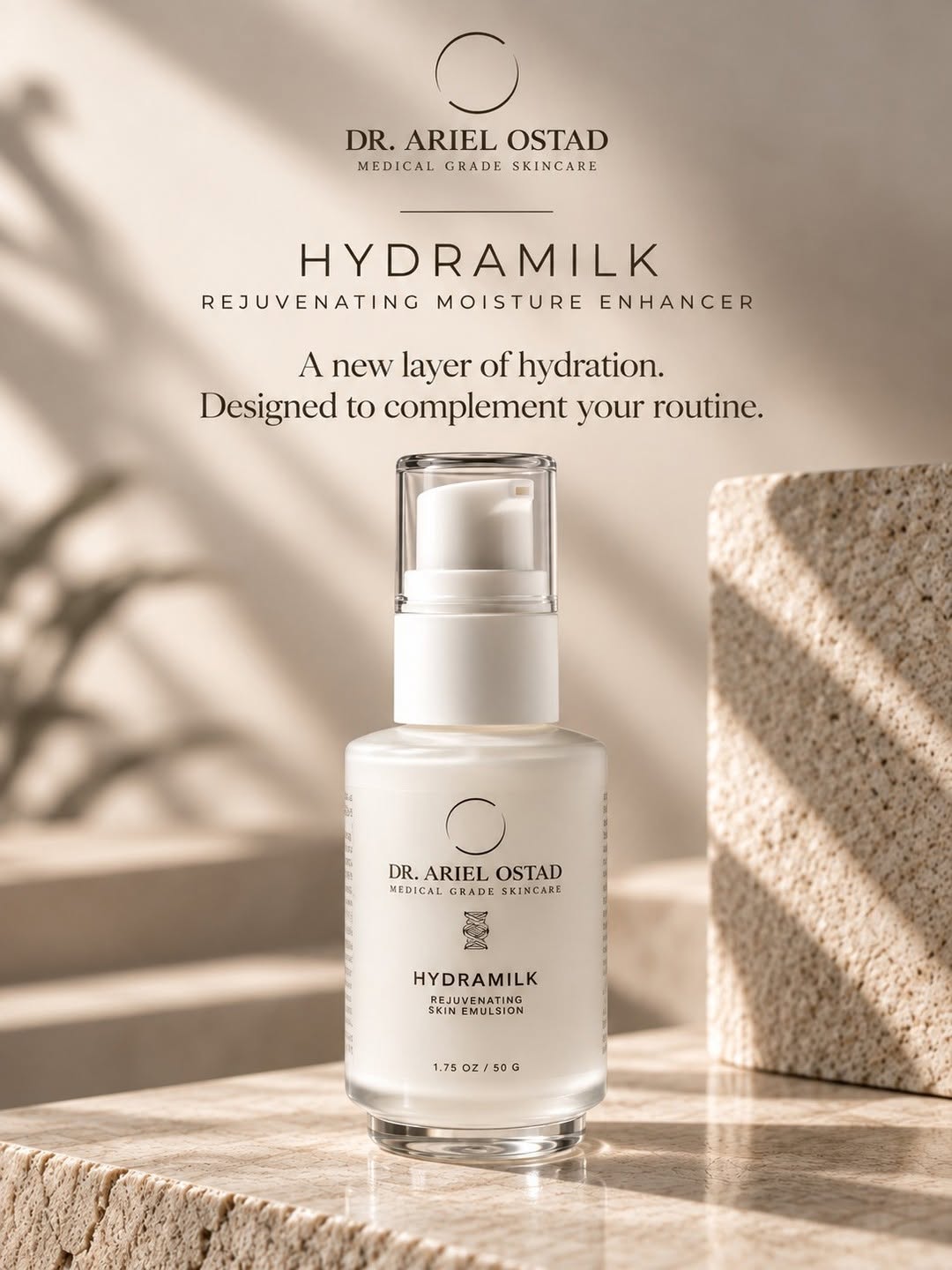 Instagram post by Dr. Ariel Ostad: Introducing HydraMILK — the newest addition to the Dr. Ariel Ostad Medical Grade Skincare collection. Designed as a rejuvenating moisture en…