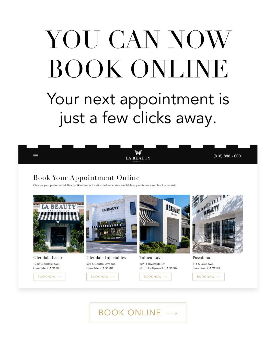 Instagram post by Dr. Arman F. Karapetyan: •You Can Now Book Your Appointments Online Through The Link In Our Bio 🤍• 📍 North Hollywood, Glendale & Pasadena 📞 818.888.0001 🔗 https:…