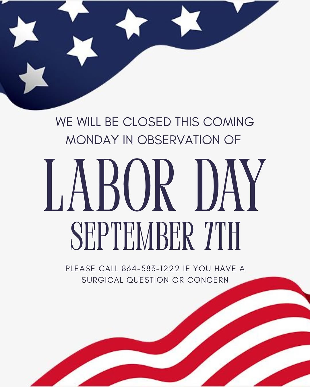 Instagram post by Dr. Ashley Kerekes: Labor Day Office Closure 🇺🇸 In observance of Labor Day, our office will be closed on Monday, September 7th. We hope everyone enjoys a safe…