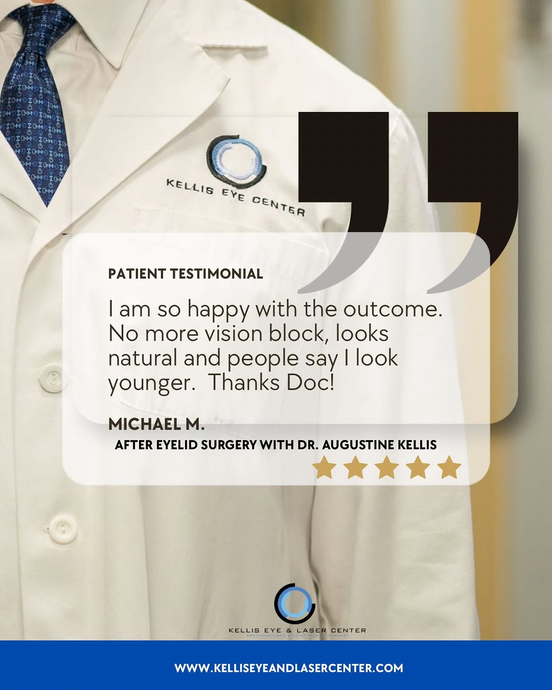Instagram post by Dr. Augustine J. Kellis: We strive to always improve your vision while maintaining a natural appearance. Experiencing drooping, heavy eyelids and/or decreased periph…