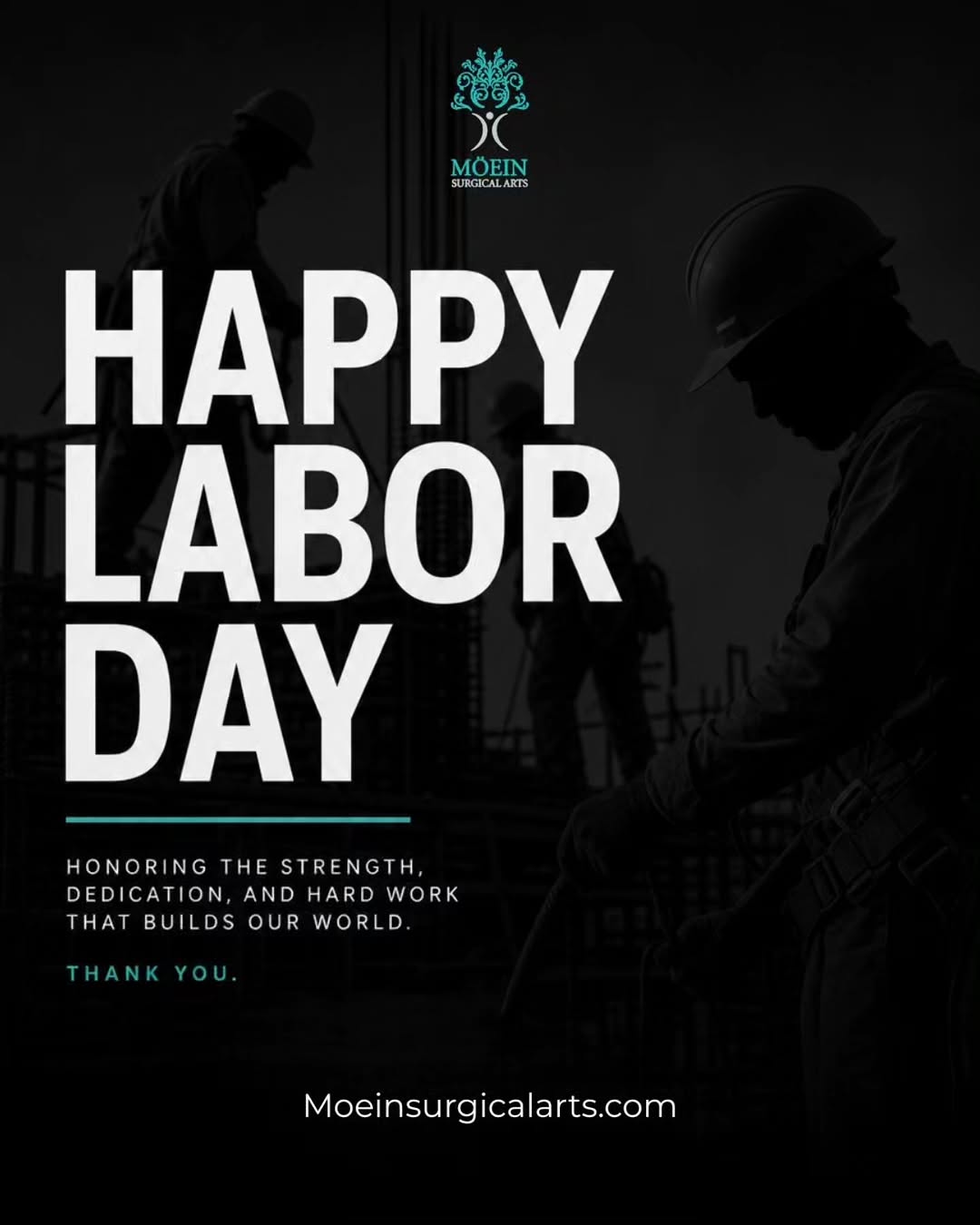 Instagram post by Dr. Babak Moeinolmolki: 🇺🇸 Happy Labor Day from Moein Surgical Arts! 🇺🇸 Today, we honor the dedication, hard work, and commitment of every individual who helps …