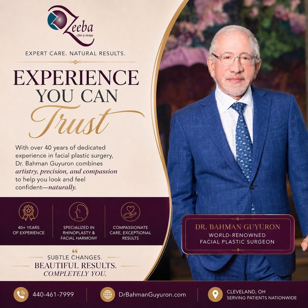 Instagram post by Dr. Bahman Guyuron: Why do patients travel from across the country and around the world to see Dr. Bahman Guyuron? ✔ More than 40 years of experience in facial …