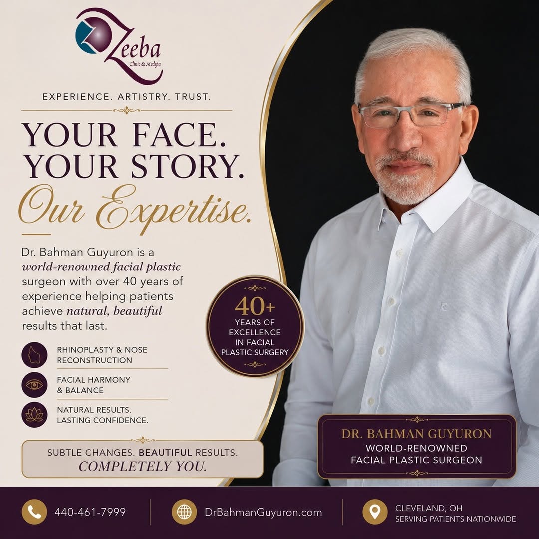 Instagram post by Dr. Bahman Guyuron: Your nose is the centerpiece of your face, and even subtle changes can influence your overall facial harmony. Rhinoplasty is a personal deci…