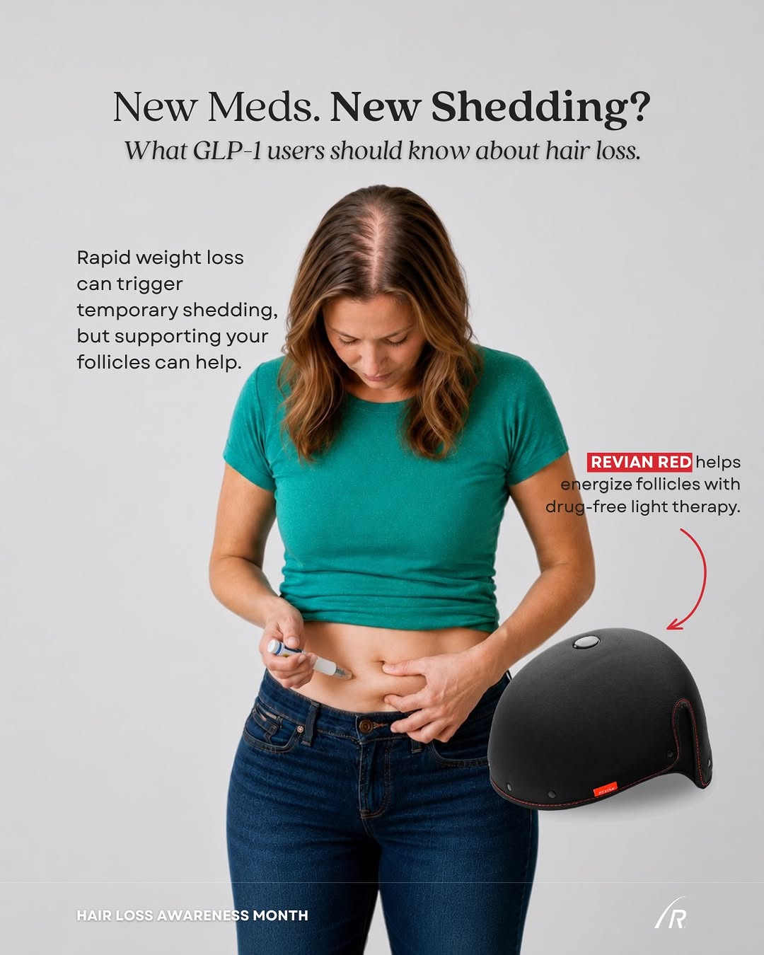 Instagram post by Dr. Barry Resnik: GLP-1s can be a powerful tool for weight management — but rapid weight loss can sometimes come with temporary hair shedding. If you’re notic…