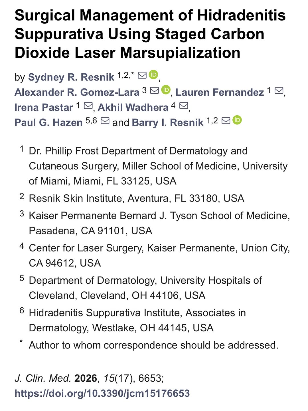Instagram post by Dr. Barry Resnik: We’re proud to celebrate the publication of new research featuring Dr. Sydney Resnik as a contributing author alongside an accomplished team…