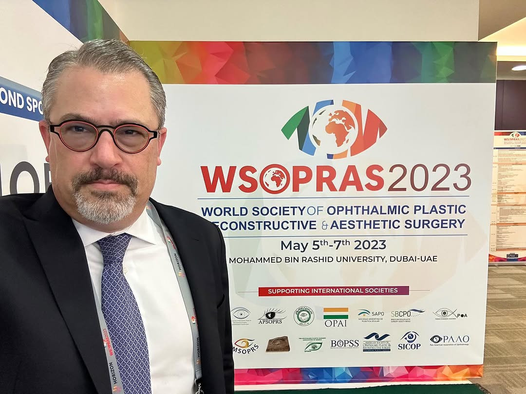 Instagram post by Dr. Benjamin C. Marcus: Honored to be speaking at the World society of oculoplastic and aesthetic surgery in Dubai. I will be speaking on laser treatment of scars a…