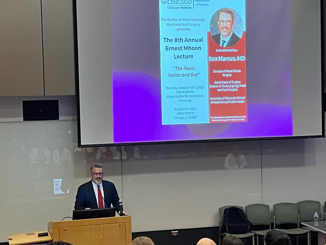 Instagram post by Dr. Benjamin C. Marcus: It was a true honor to give the 8th Mhoon lecture at the university of Chicago- my Alma mater for med school!