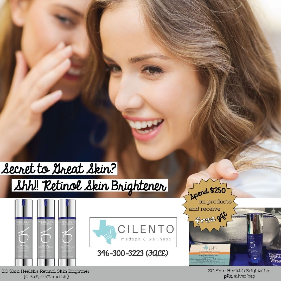 Instagram post by Dr. Benjamin W. Cilento: Secret to Great Skin? Shh!! (Retinol Skin Brightener) Cilento Medspa and Wellness carries the ZO Skin Health line. We offer GREAT products t…
