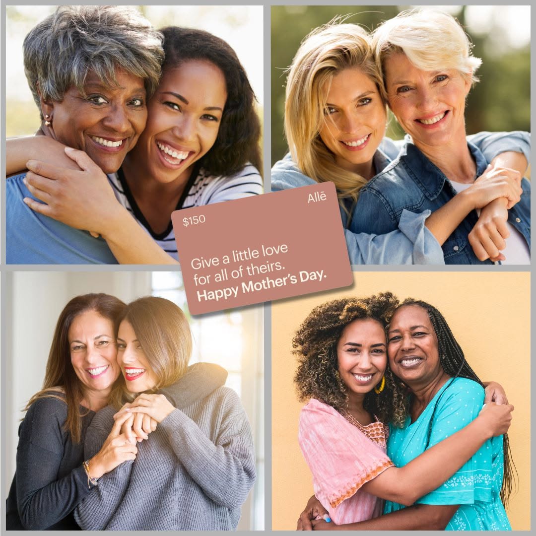 Instagram post by Dr. Beth Comeau: 🌸✨ The perfect Mother’s Day gift is almost here! ✨🌸 For ONE DAY ONLY, you can save $50 on a $150 Allē gift card—making it easier than ever…