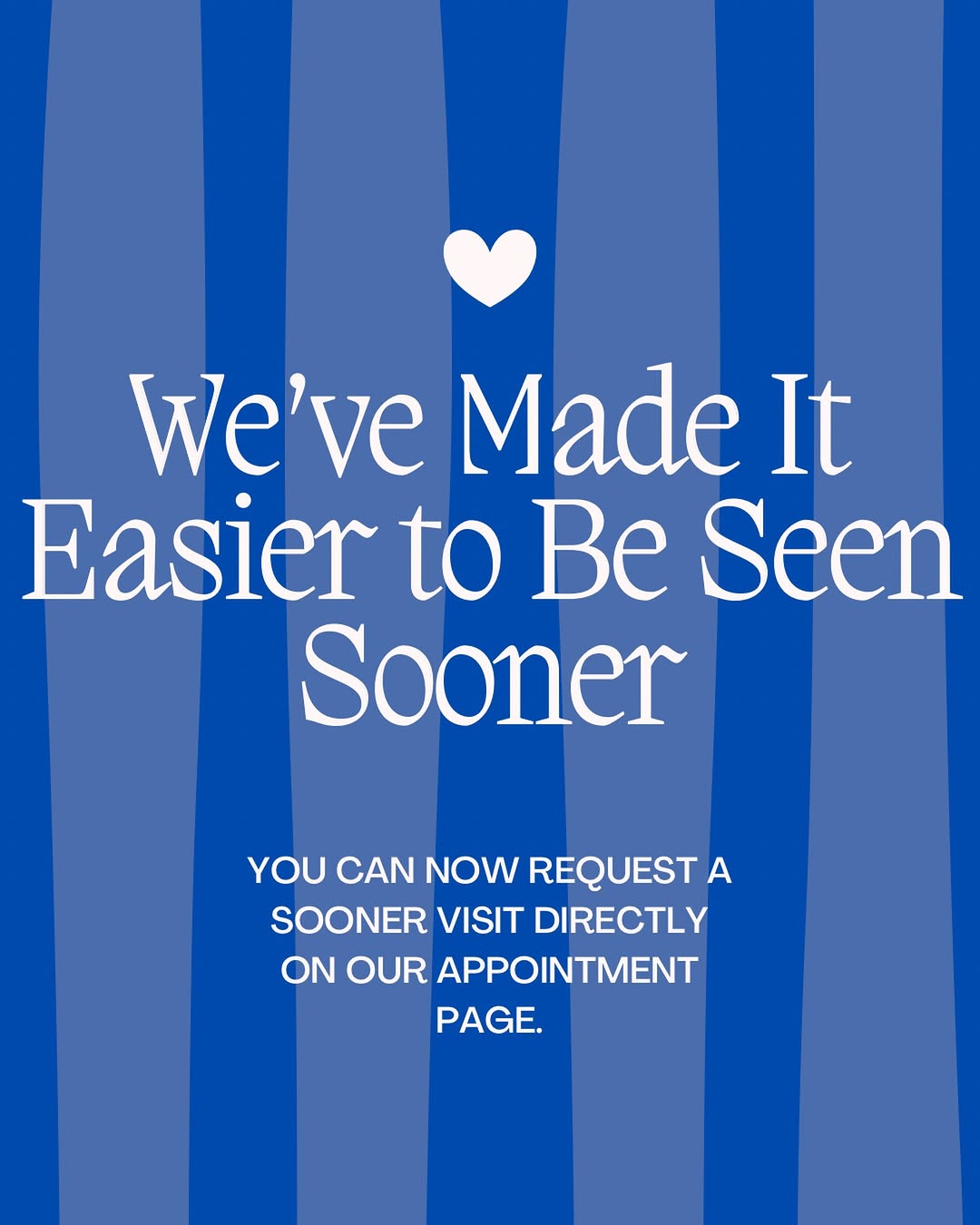 Instagram post by Dr. Beth G. Goldstein: If the appointment time you booked isn’t as soon as you were hoping, we have good news. You can now request an earlier appointment directly …