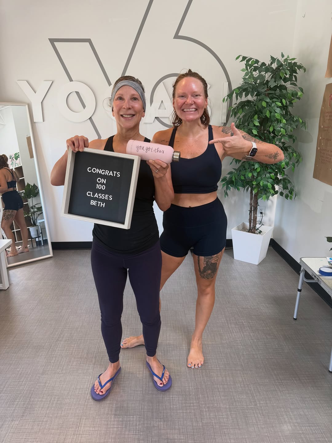 Instagram post by Dr. Beth G. Goldstein: 100 @yogasix_chapelhill classes! 🧘♀️💪 We love seeing @beth_goldsteinmd embracing this next chapter & making time for herself during her r…