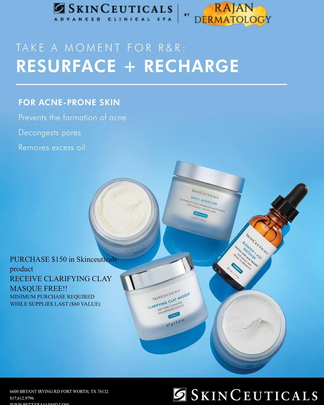 Instagram post by Dr. Betty J. Rajan: Celebrate #acneawarenessmonth with us! We want to help you achieve Skin Clarity! 🌱Purchase $150 in Skinceuticals product get a Clarifying C…