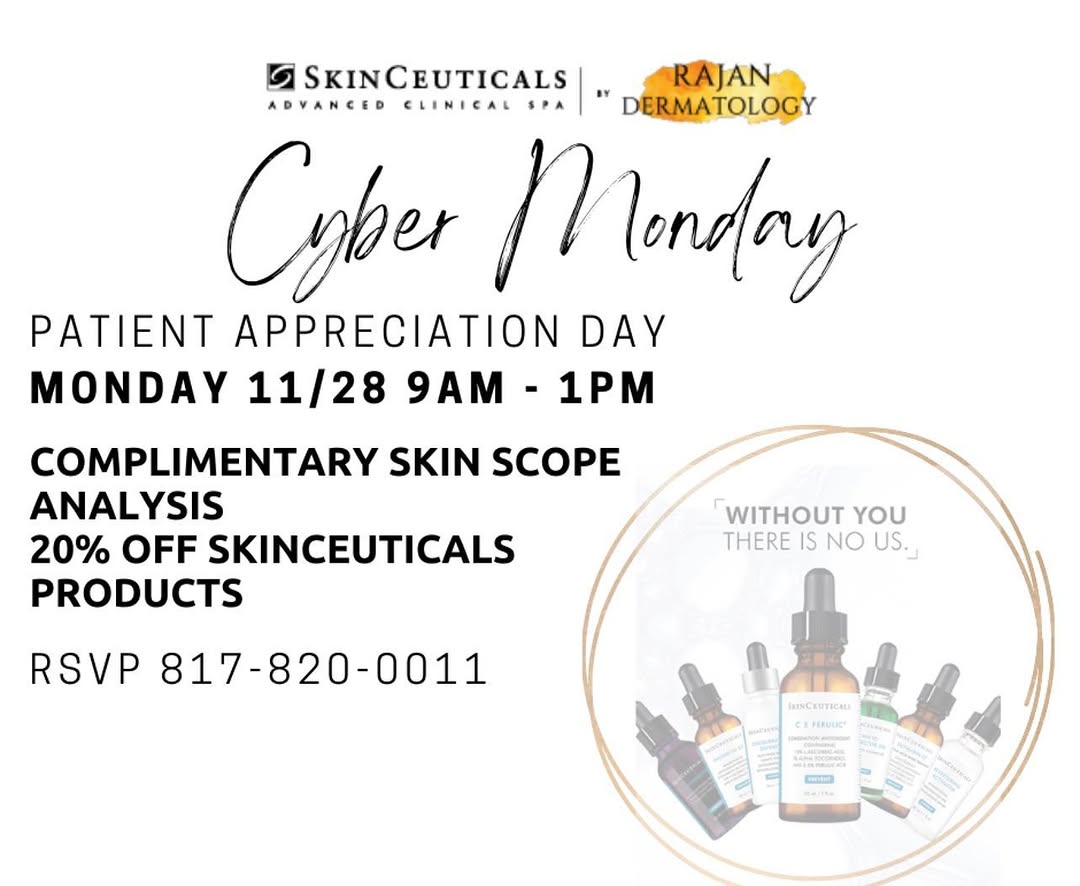 Instagram post by Dr. Betty J. Rajan: ✨Save the Date for our Cyber Monday sale!✨ ALL SkinCeuticals products will be 20% OFF!