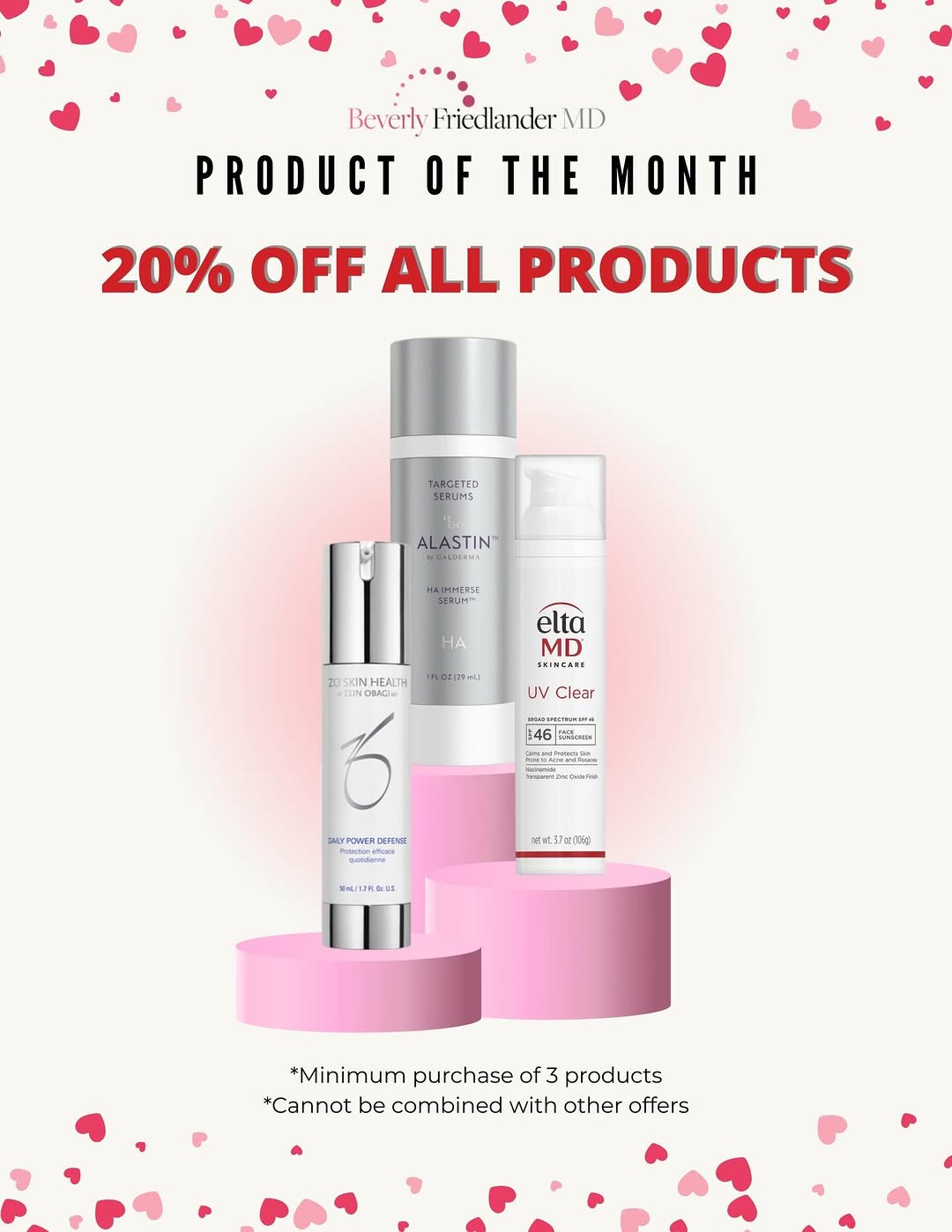 Instagram post by Dr. Beverly Friedlander: February is all about self-care🩷 Treat yourself to 20% off all products this month!