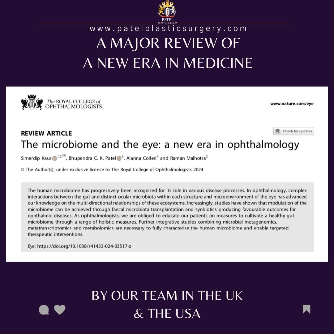Instagram post by Dr. Bhupendra C.K. Patel: The #microbiome and the Eye A major review of a new and exciting development of our understanding of normal and abnormal when it comes to th…