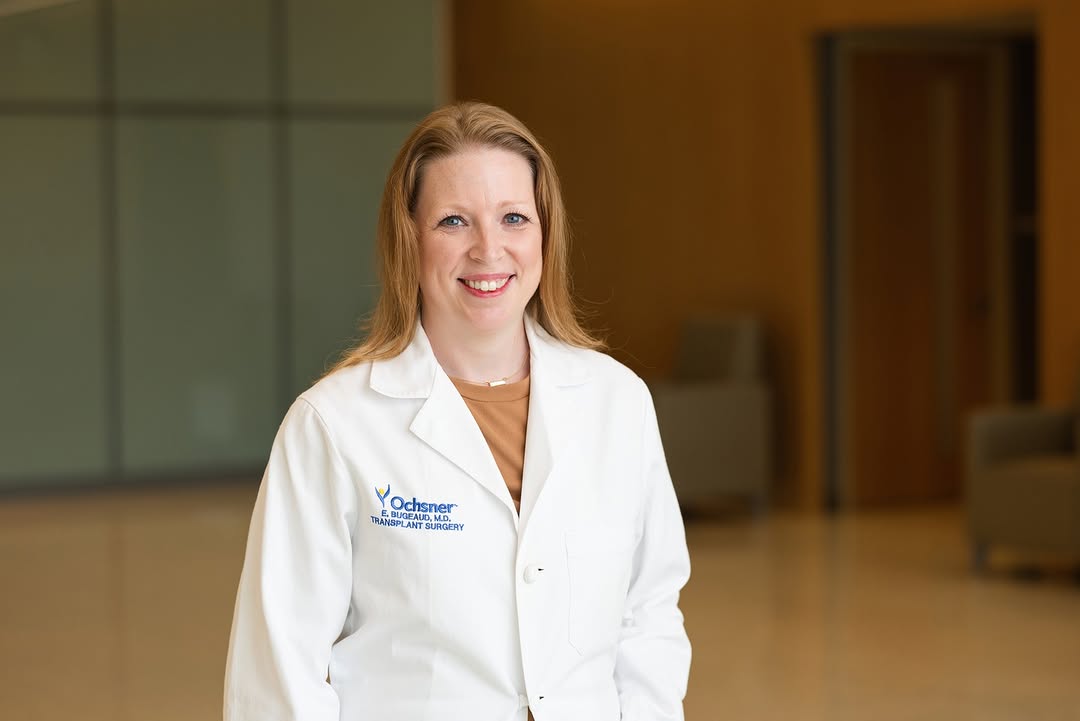 Instagram post by Dr. Bradley Hall: For Emily Bugeaud, MD, transplant surgeon and surgical director of living donor kidney transplants at the Ochsner Transplant Institute, reac…