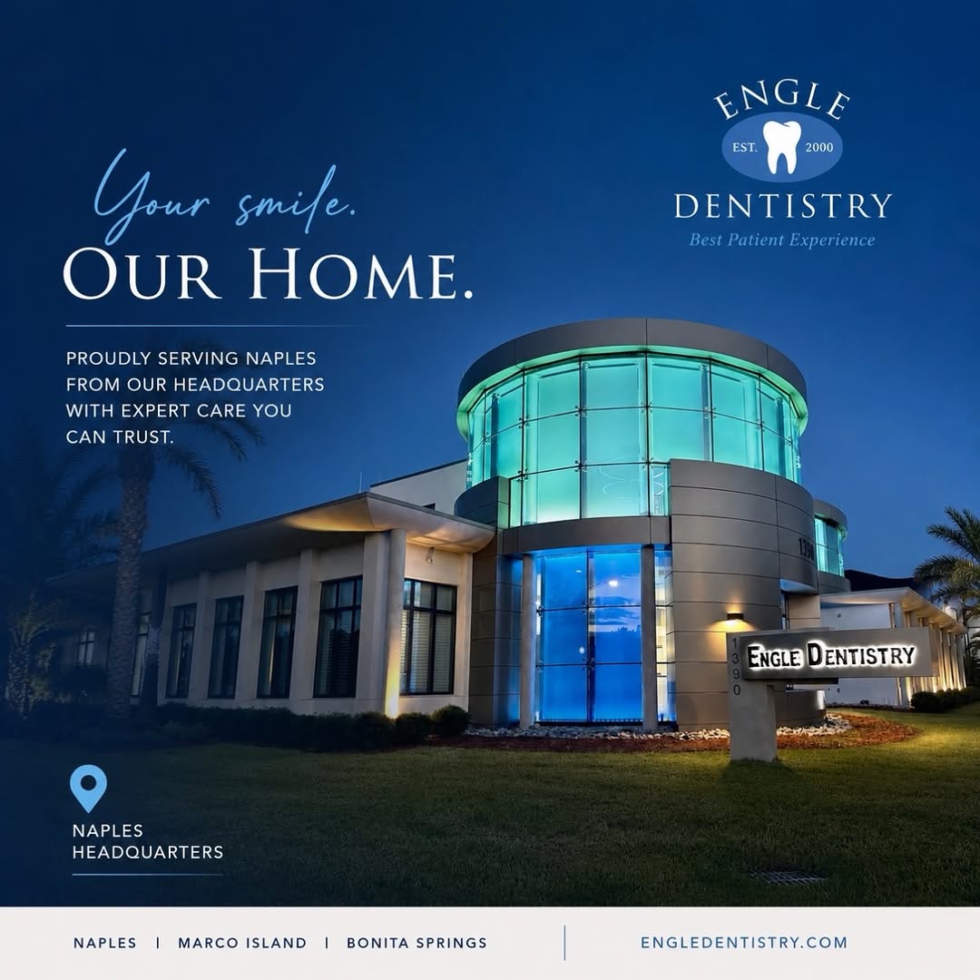 Instagram post by Dr. Bradley J. Engle, D: A place built with one purpose: providing exceptional patient care. 🦷💙 Our Naples headquarters was designed to combine advanced technology…
