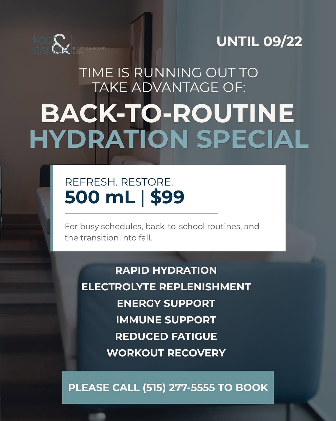 Instagram post by Dr. Brenton B. Koch: Back-to-school schedules, packed calendars, travel, workouts… September has a way of asking a lot from your body. Our Back-to-Routine Hydrat…