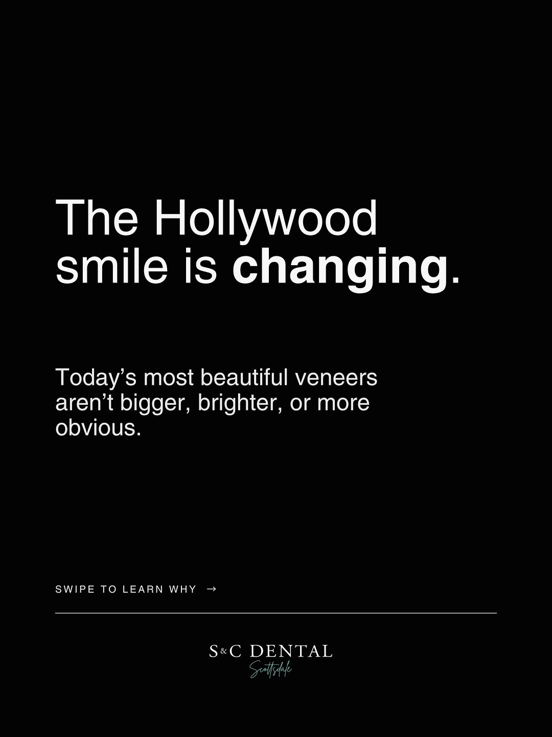 Instagram post by Dr. Bri Stoterau, D: The Hollywood smile is changing. ✨ For years, “perfect” meant bigger, brighter, and whiter. But that look came with real tradeoffs: bulky te…