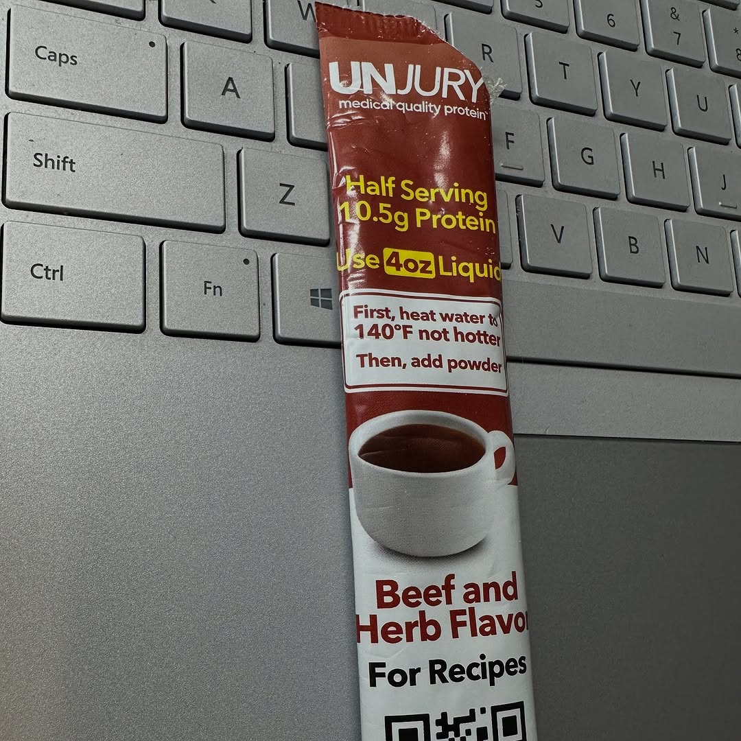 Instagram post by Dr. Brian C. Sung: Looking for something savory while you are in a liquid diet? This high protein Beef and Herb flavored soup from Unjury can help give you a b…