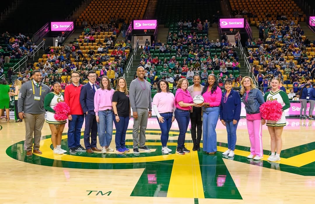 Instagram post by Dr. Brian L. Chang: What an incredible breast cancer awareness & survivor recognition night at the GMU Women’s Basketball game. Supporting women through their b…