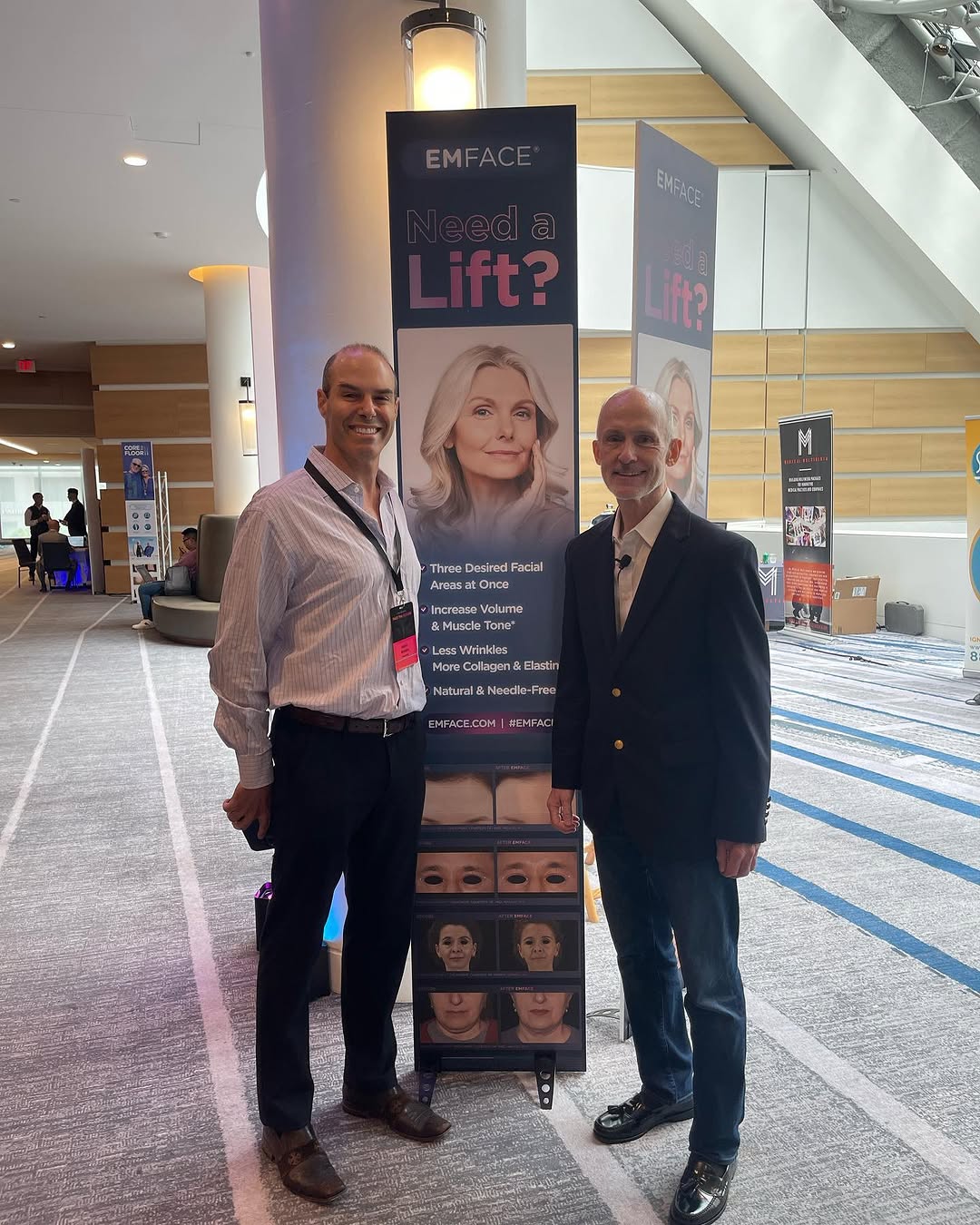 Instagram post by Dr. Brian M. Kinney: With @judsonbrandeismd and @rohytt at the launch of EMFACE. #emface #btl #noninvasive #tightening #antiaging #lifting #emsculptneo