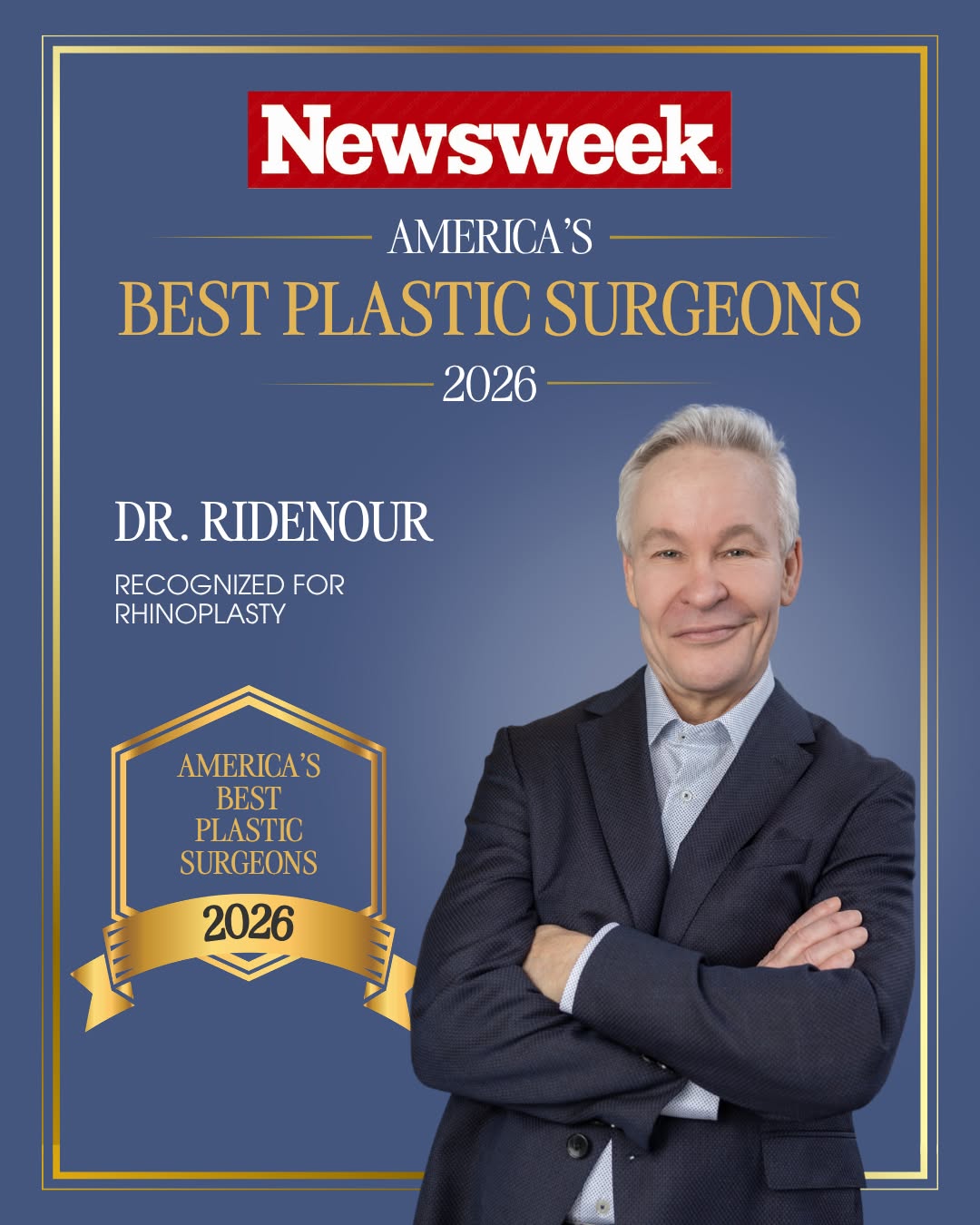 Instagram post by Dr. Brock Ridenour: Well, we always knew he was one of the best. Now, Newsweek made it official. 😉🏆 Dr. Ridenour has been named one of America’s Best Plastic …