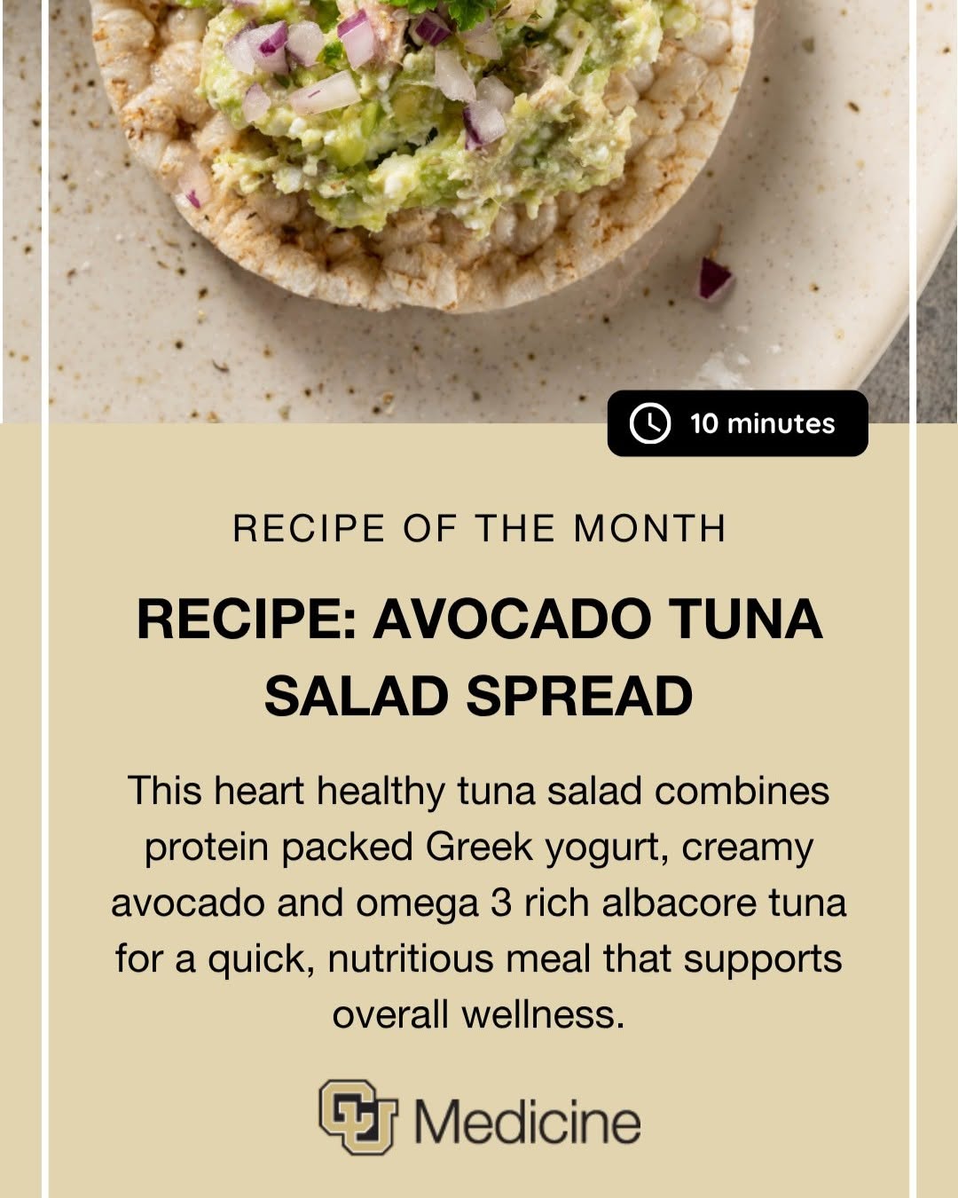 Instagram post by Dr. Brooke French: Swap out the mayonnaise and give tuna salad a nutritious upgrade with this simple, satisfying recipe. Made with creamy avocado and protein p…