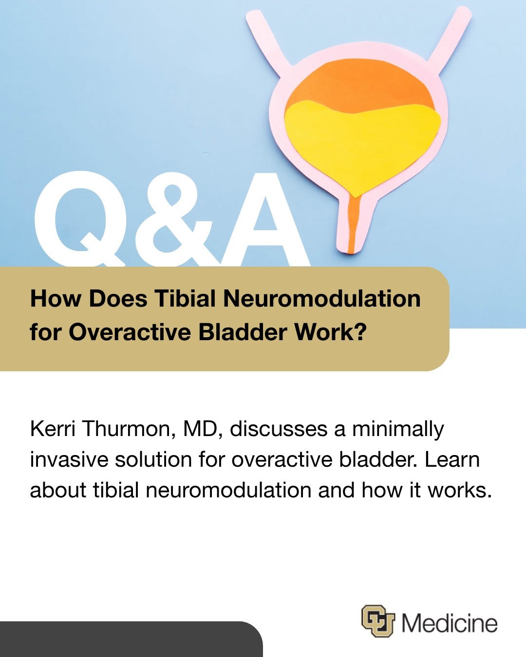 Instagram post by Dr. Brooke French: Patients who deal with sudden, urgent trips to the bathroom or leak urine before reaching the toilet may hear their providers mention tibial…