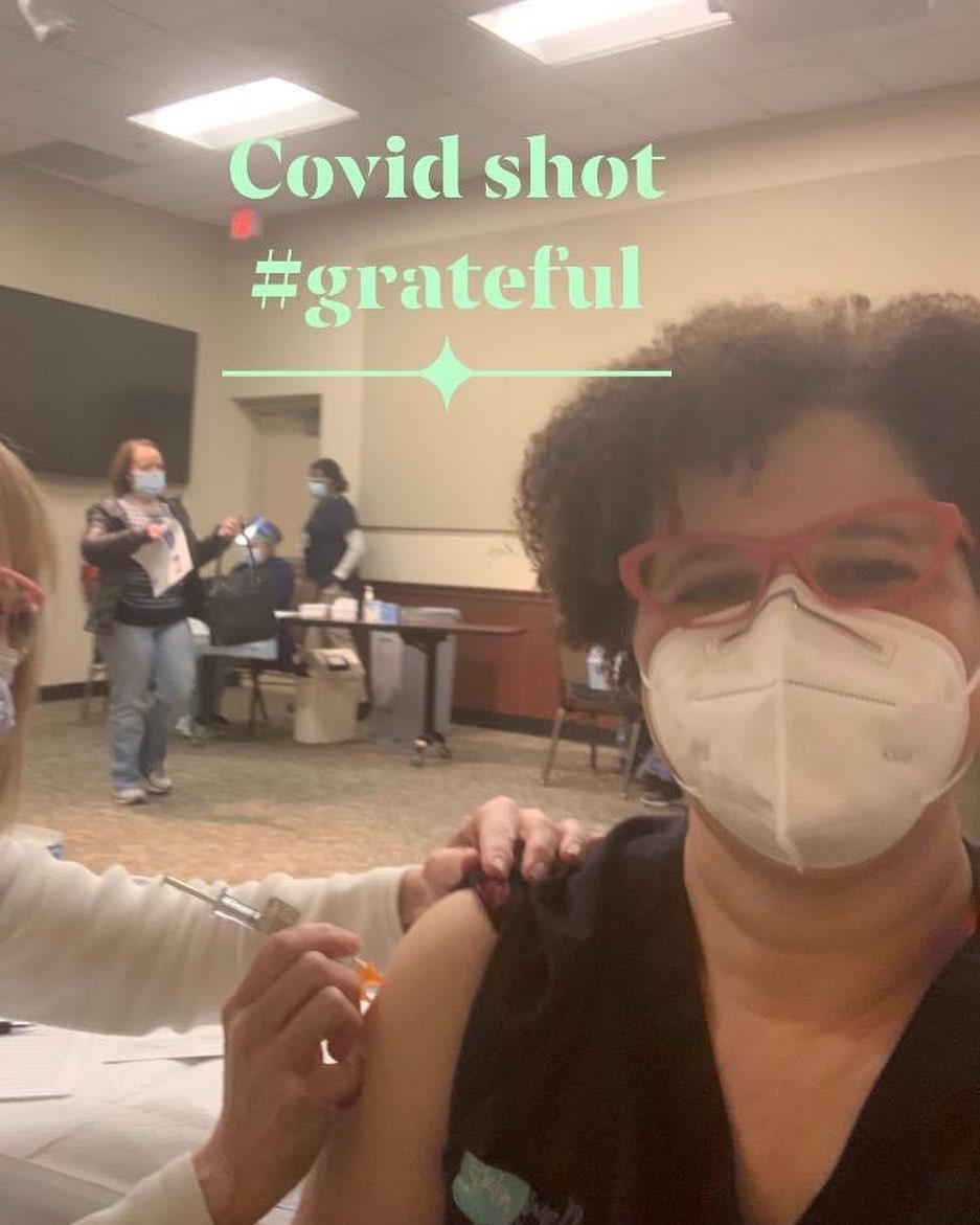 Instagram post by Dr. Brooke Jackson: Today was the day to step up and do my part. I am not throwing away my shot. I took the shot to protect myself, my family, my patients, my s…