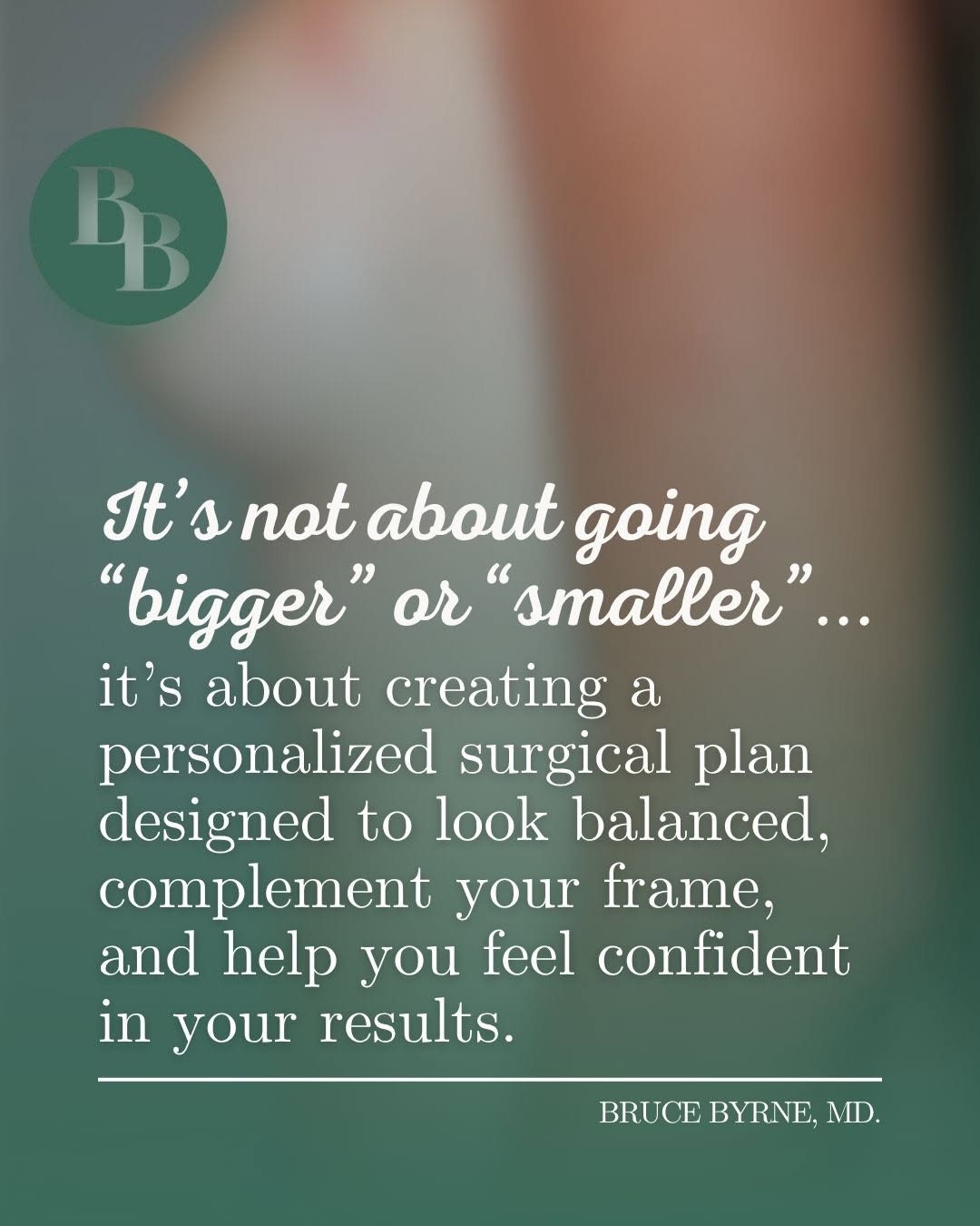 Instagram post by Dr. Bruce A. Byrne: When it comes to breast augmentation, choosing an implant isn’t as simple as picking a cup size or a certain number of CCs. The right choice…