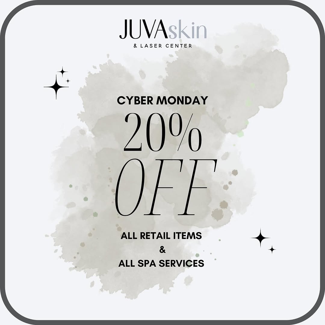 Instagram post by Dr. Bruce E. Katz: ONE DAY ONLY: This cyber Monday take 20% off retail items, including skincare. Plus, we are offering 20% off all of our spa services purchas…