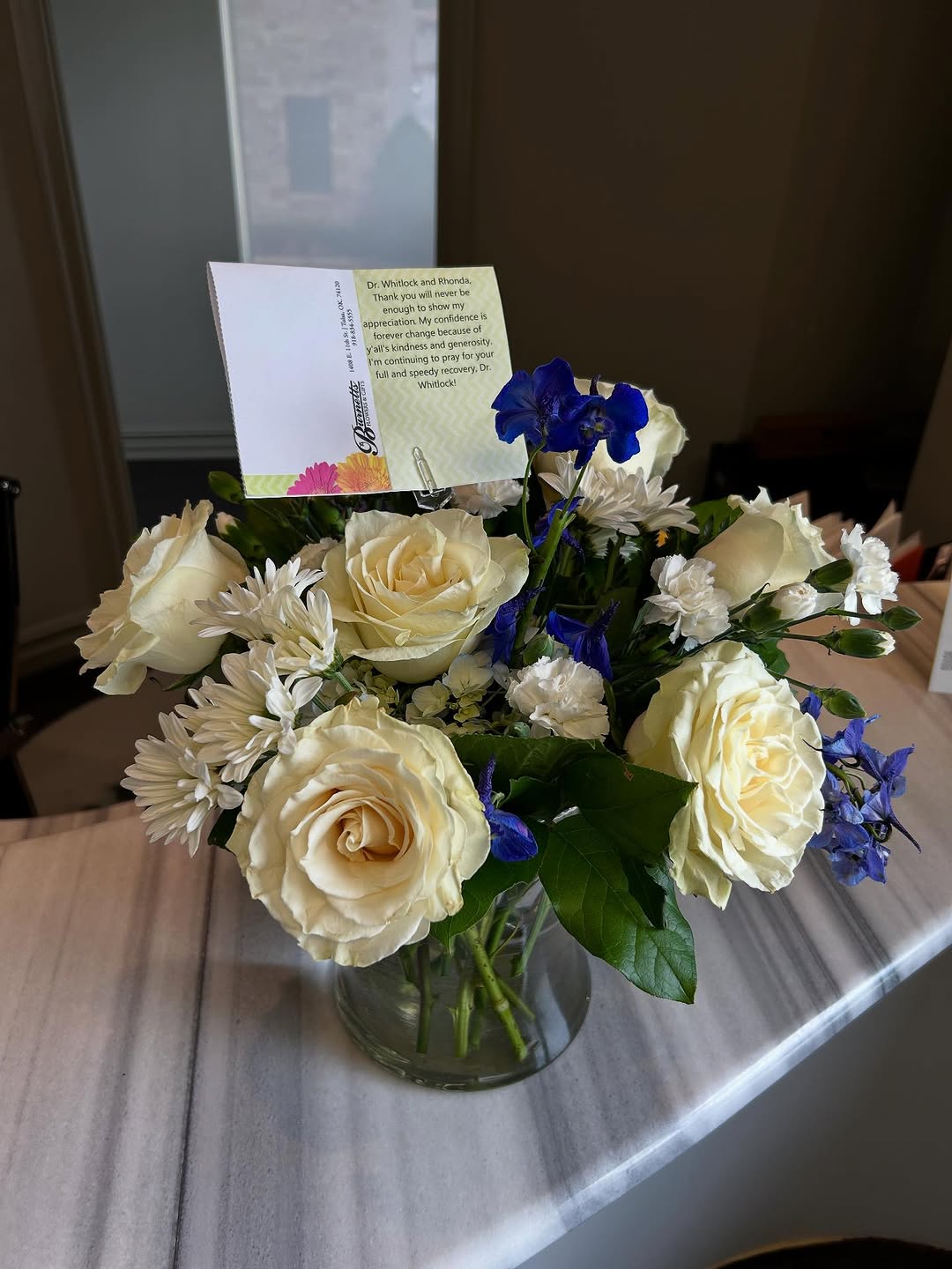 Instagram post by Dr. Bryan Whitlock: What a gorgeous thank you Dr. Whitlock received today. Our patients love us and we appreciate all of you. Thank you for your thoughtfulness!