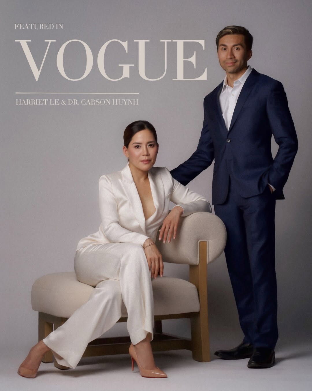 Instagram post by Dr. C. Carson Huynh, MD, D: September, in print. 🤍 So special to share this moment with @drcarson.face Featured in VOGUE @voguemagazine September 2026 Makeup by @eimak…