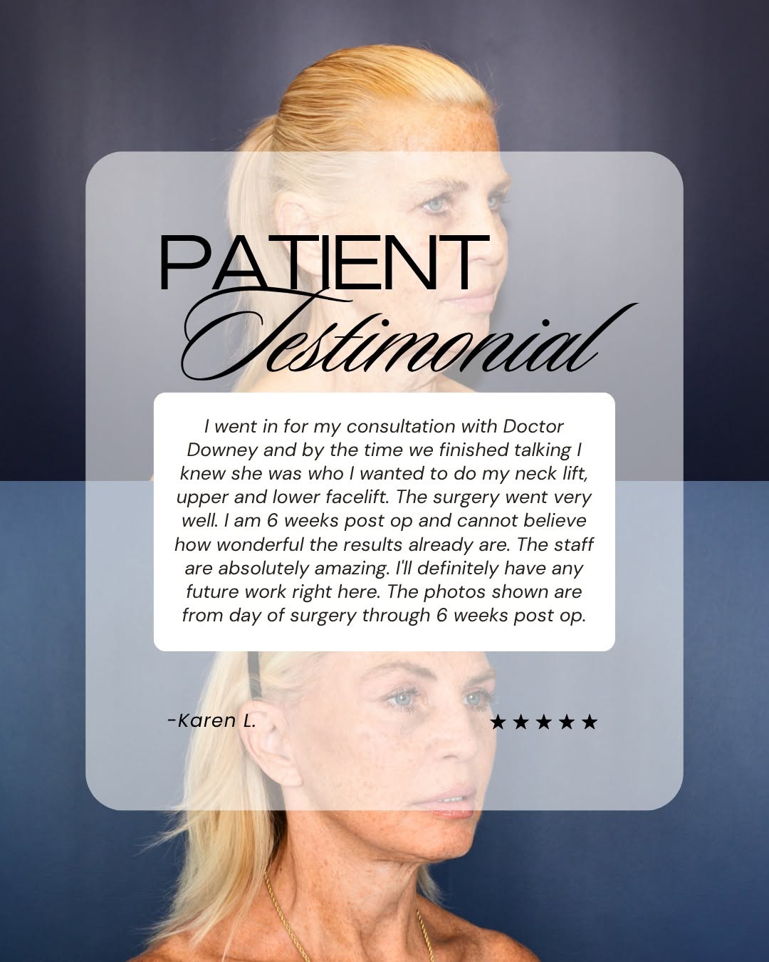 Instagram post by Dr. Cara Downey: A stunning review from a stunning patient 😍