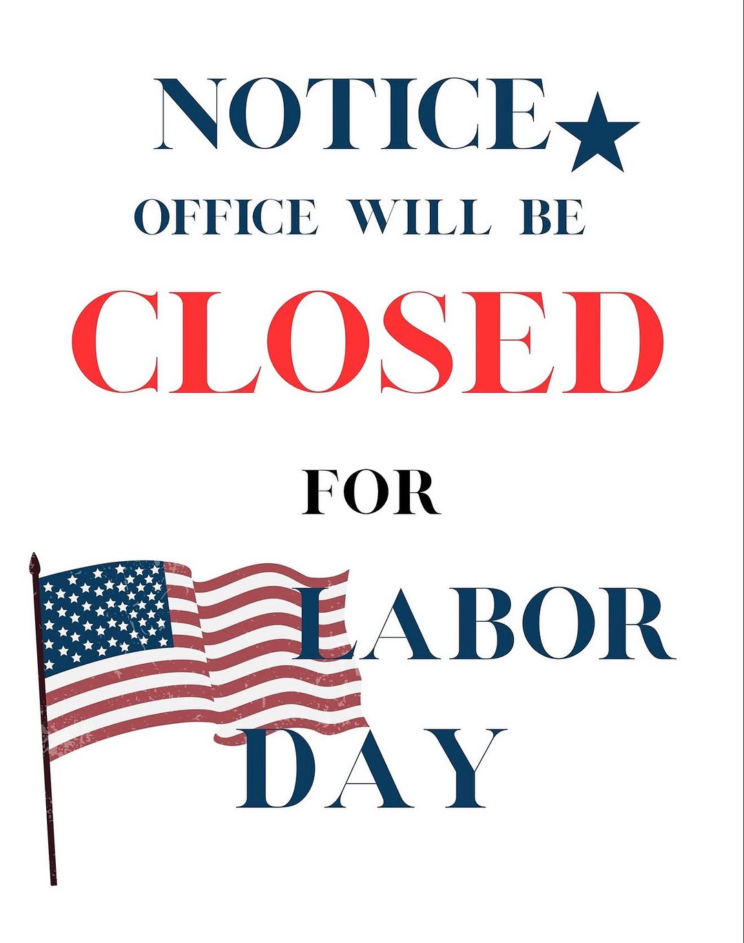 Instagram post by Dr. Carlos Ayala: 🇺🇸✨ Our office will be closed today in observance of Labor Day. We will resume our normal business hours tomorrow. Wishing our patients, f…