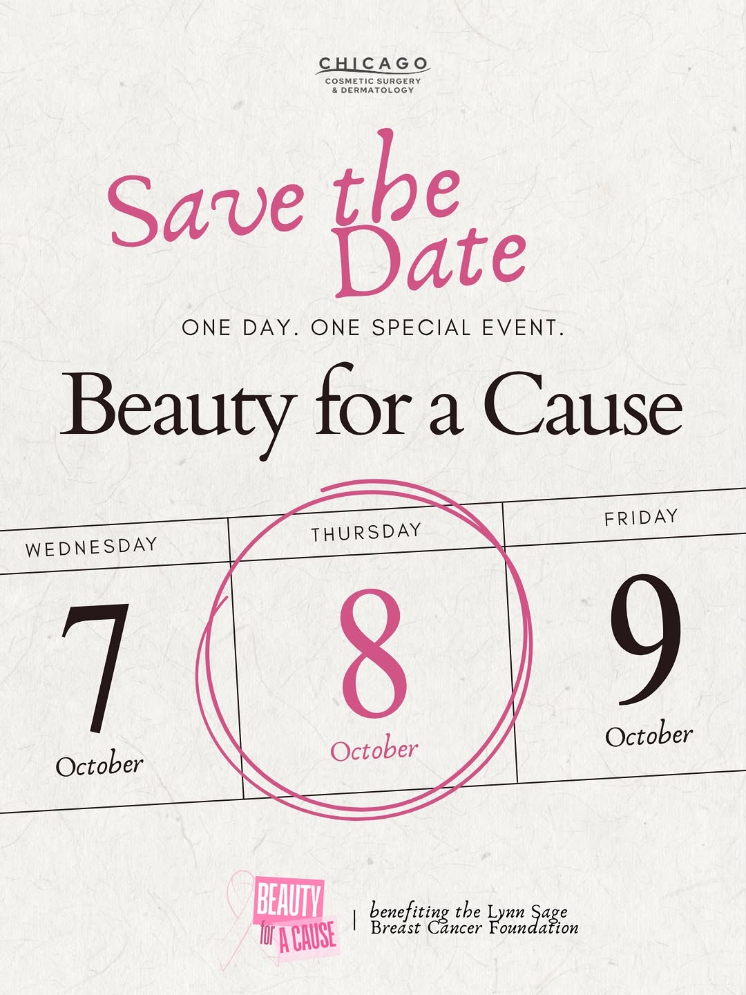 Instagram post by Dr. Carolyn Jacob: October 8 is a day full of savings and specials. Save the date. 🩷 Beauty for a Cause is back. One special day of savings on some of your fa…