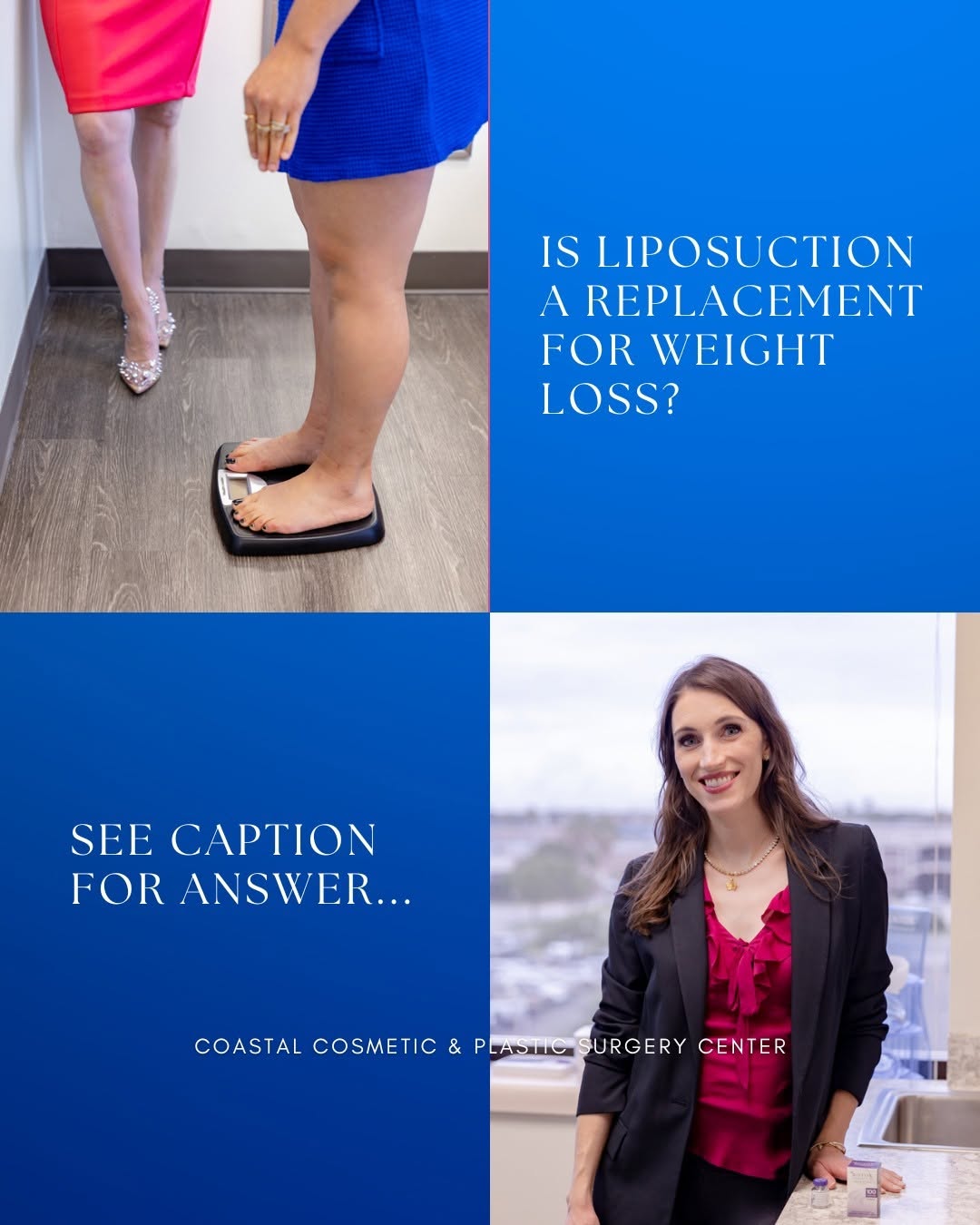 Instagram post by Dr. Cassidy Hinojosa: Liposuction and weight loss — are they one and the same? 👀 Liposuction is NOT a replacement for weight loss. Instead, it is a specialized f…