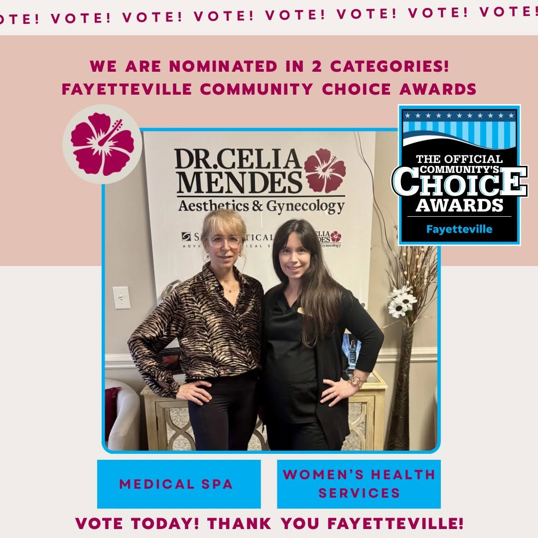 Instagram post by Dr. Celia Mendes: ✨ TODAY IS THE LAST DAY TO VOTE! ✨ We are so honored to be nominated in TWO categories for the Fayetteville Community Choice Awards: 💖 Medi…