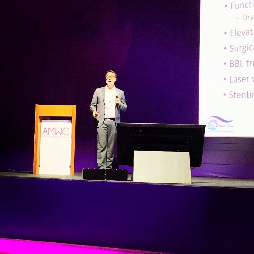 Instagram post by Dr. Chad C. Zatezalo: Lasers, fillers, and toxins and more.... Fun learning and talking in Colombia at AMWC world congress. #amwc #sciton #zatezalogroup #lowerlid…