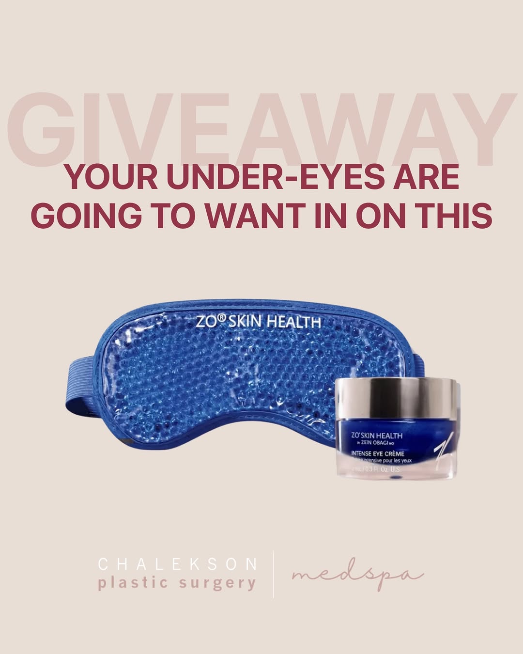 Instagram post by Dr. Charles Chalekson: 👀🤍 We’re choosing THREE winners, and each will receive the ZO® Skin Health Intense Eye Crème + ZO® Eye Mask set—a two-step eye-care duo de…