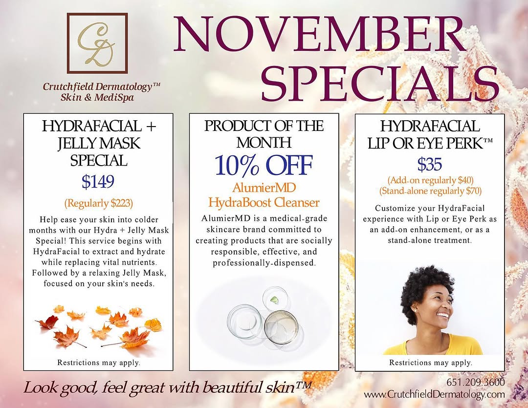 Instagram post by Dr. Charles E. Crutchfield III: Our new monthly specials are here! 🍂 #november #monthlyspecials #novemberspecials