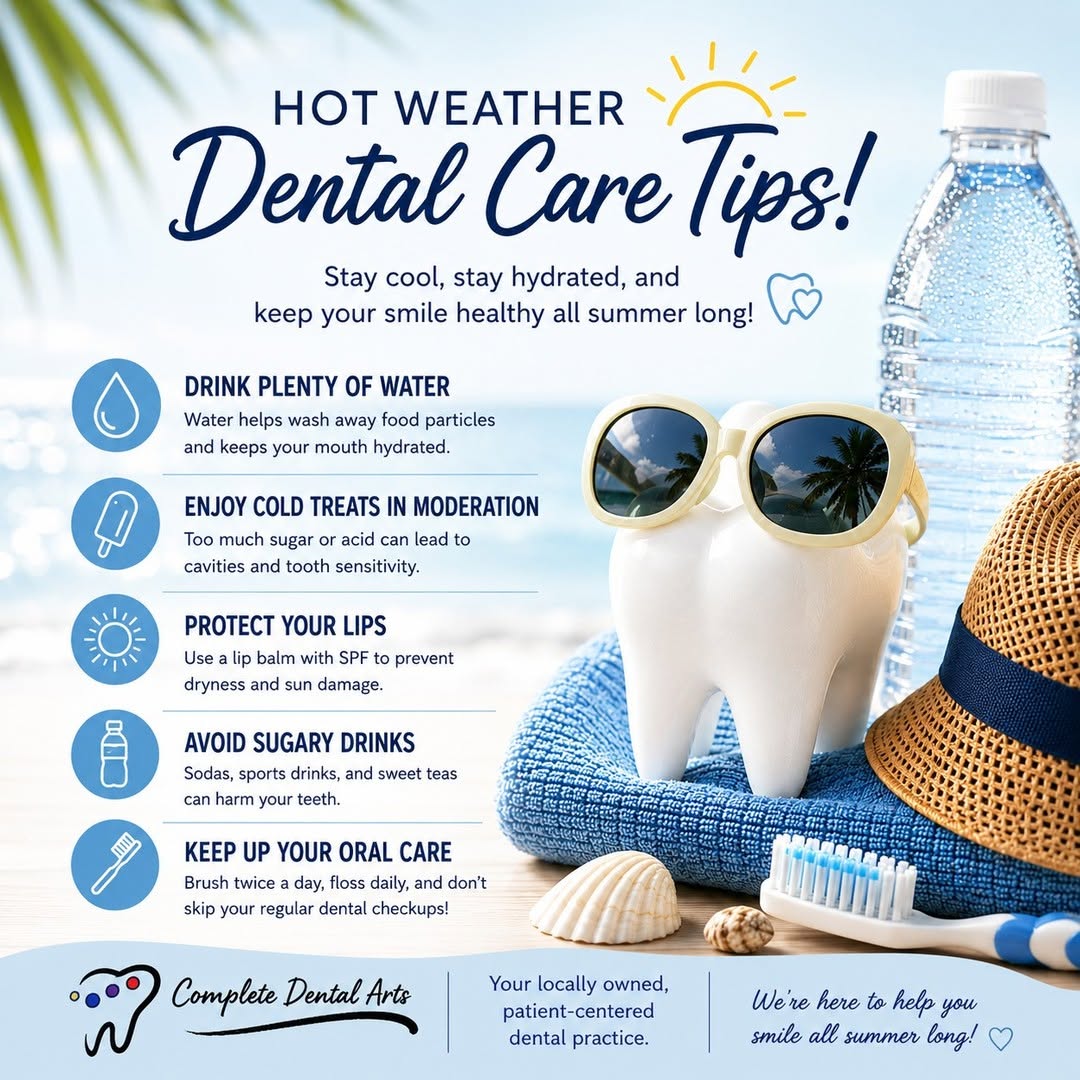 Instagram post by Dr. Charley Cheney III, D: ☀️ Beat the heat—and keep your smile cool, too! 😎🦷 Summer is all about sunshine, vacations, backyard BBQs, pool days, and making memories …