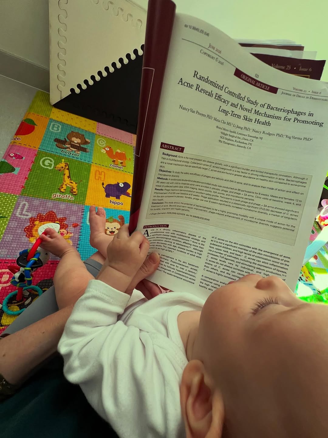 Instagram post by Dr. Cherise M. Levi, DO, FAAD, FAOCD: They say to read to your children… so we are reading about acne pathogenesis, and the potential treatment role of bacteriophages 🦠 in the J…