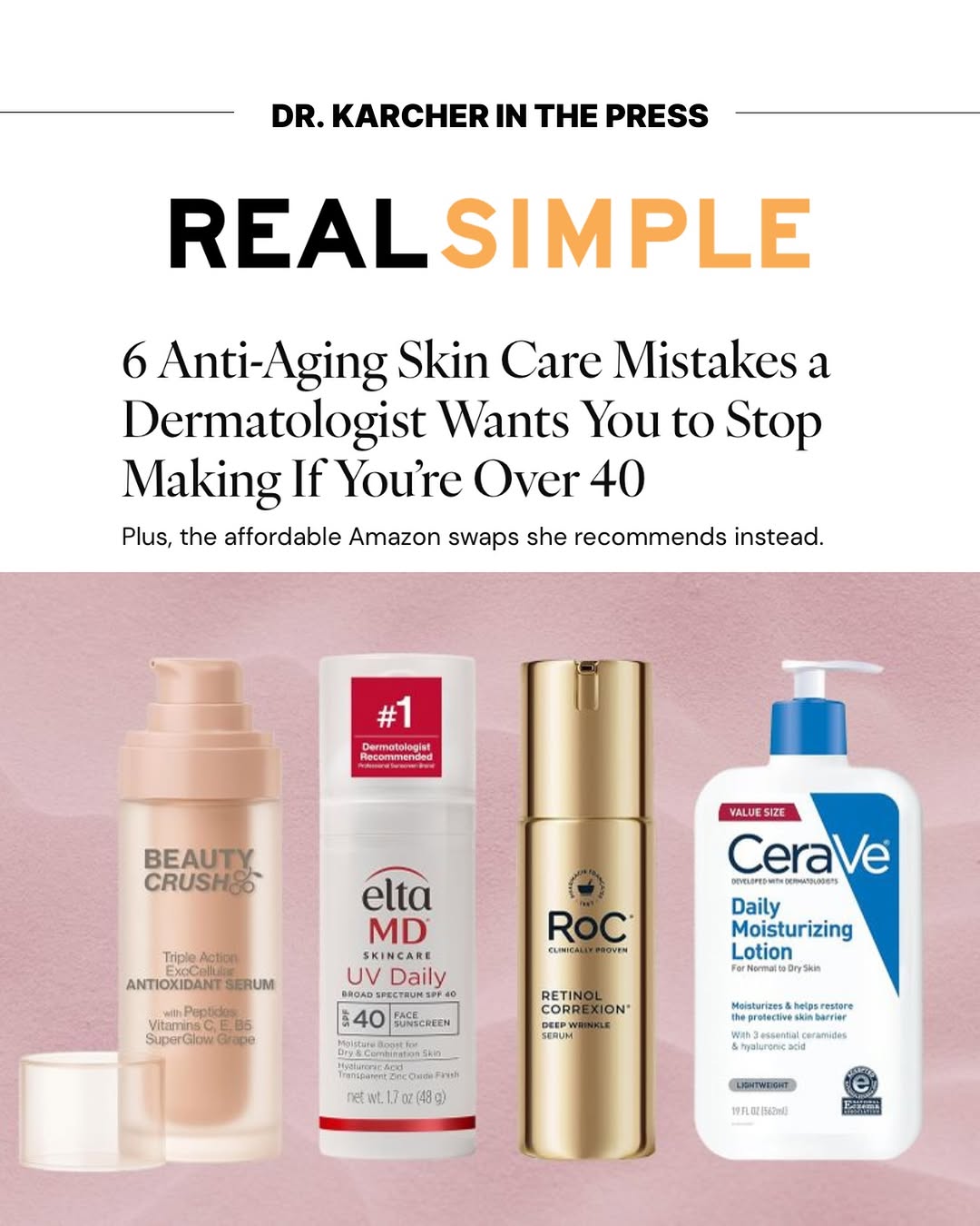 Instagram post by Dr. Cheryl Karcher: If you’re over 40 and still making these skincare mistakes, you’re not alone.