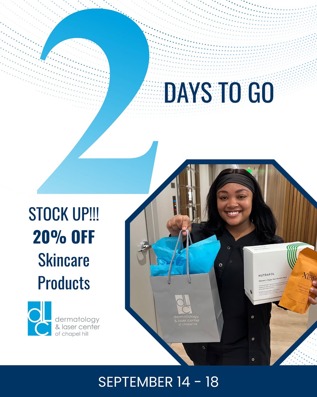 Instagram post by Dr. Chris Adigun: 🚨⏰ 2 DAYS TO GO! 🎉💙 We’re officially in the final countdown… TWO. MORE. DAYS. until the celebration begins! ✨ If your skincare shelf need…