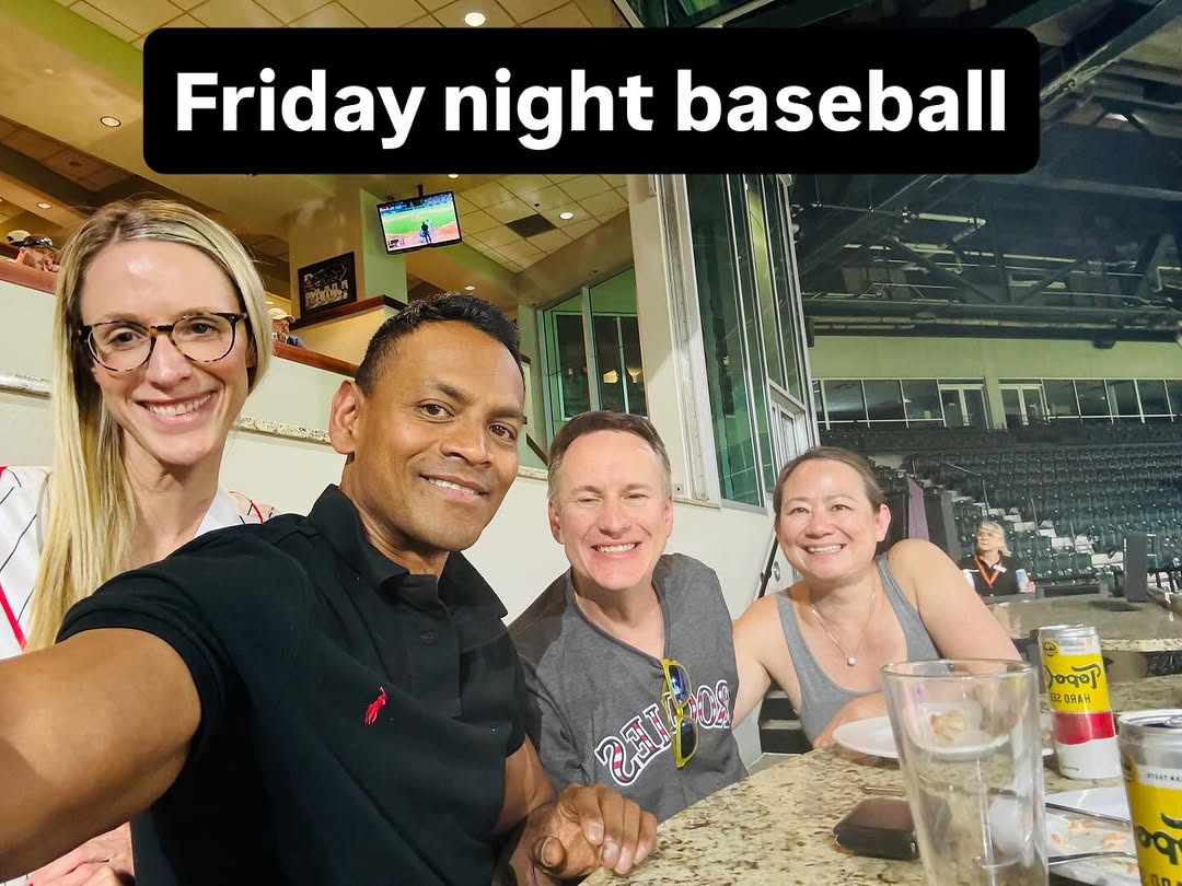 Instagram post by Dr. Chris Thiagarajah: ⚾️ Great night with great friends at Coors Field! 💜 Nothing better than a Colorado summer night, Colorado Rockies baseball, and good compan…